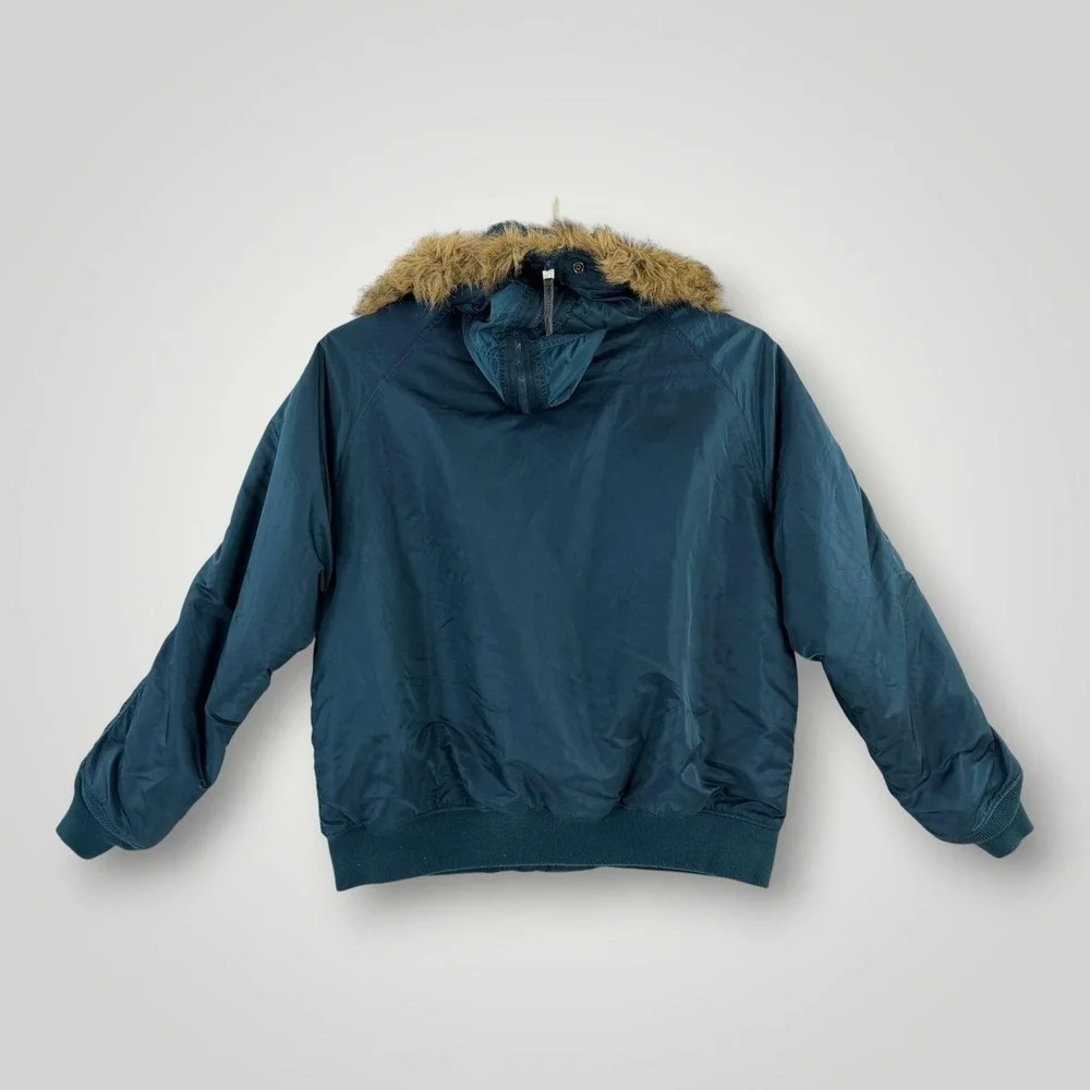 Alpha Industries N-2B Bomber Jacket Men's 5XL Blue Faux Fur Hood Winter